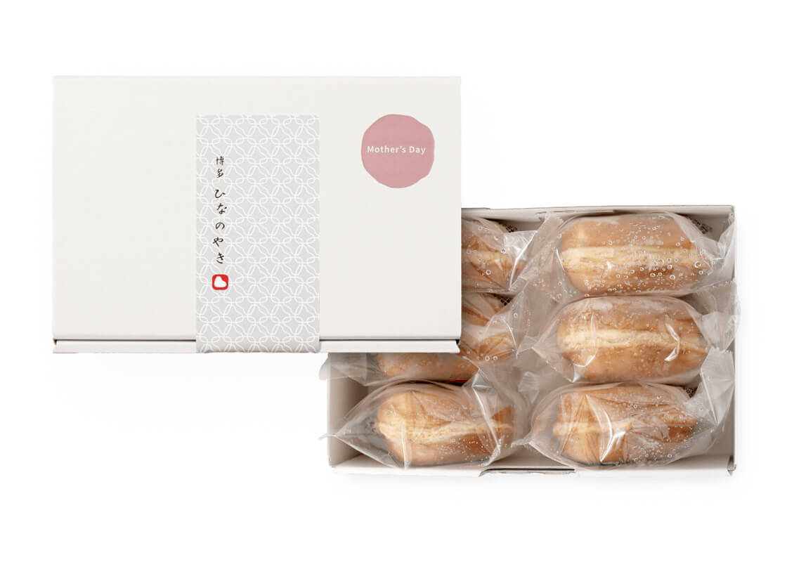 母の日限定パッケージ博多ひなのやき6個入の写真